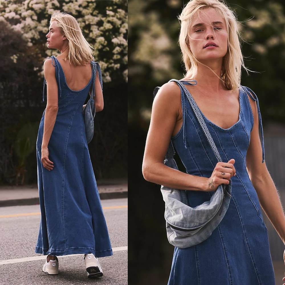 FREE PEOPLE Esmerelda Denim Midi Dress